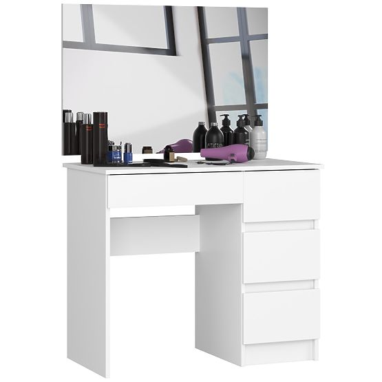 KOZMETICKÝ TOALETNÝ STOLÍK SO ZRKADLOM T-6/SL 900x600 PRAVÝ PK BIELY