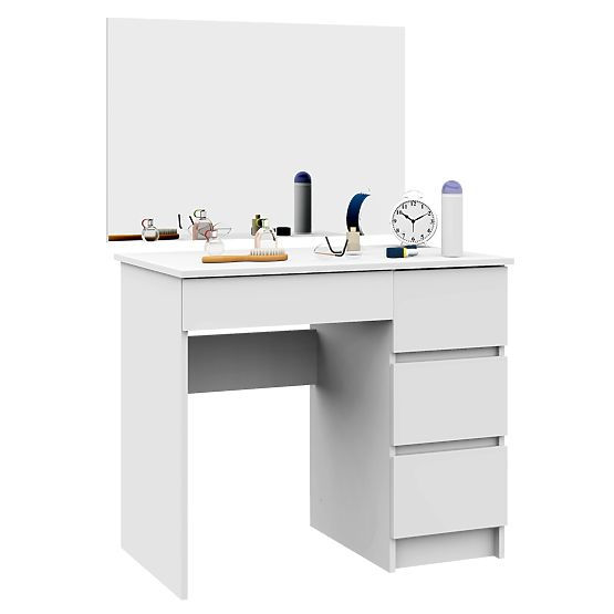 KOZMETICKÝ TOALETNÝ STOLÍK SO ZRKADLOM T-6/SL 900x600 PRAVÝ PK BIELY