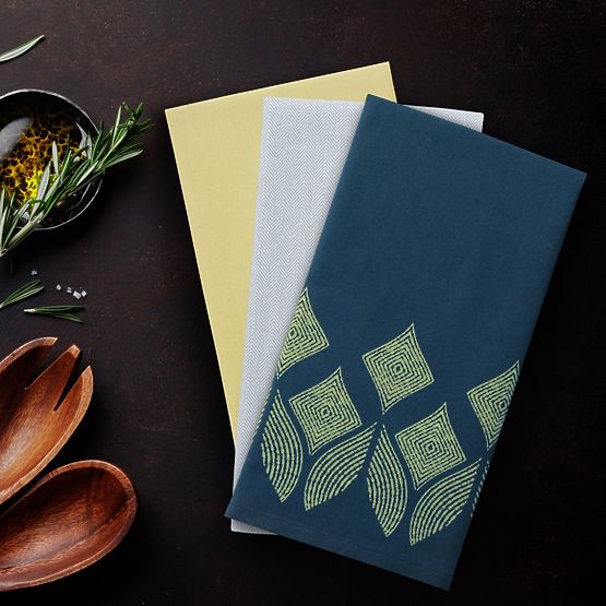 Kuchynská utierka LETTY žltá s potlačou moderný motív klasický štýl 50x70 ameliahome