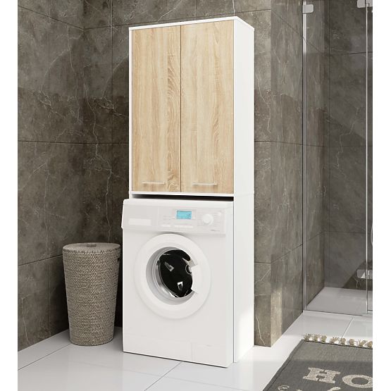KÚPEĽŇA FIN 180 STĹP PRÁČKA PLNÉ 2D - BIELA / DUB SONOMA