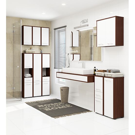 KÚPEĽŇOVÁ SKRINKA FIN NAD PRÁČKU WENGE / BIELA