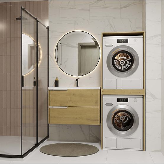 Kúpeľňová skrinka na práčku a sušičku POLA TWIN Regál Stĺp DUB ARTISAN