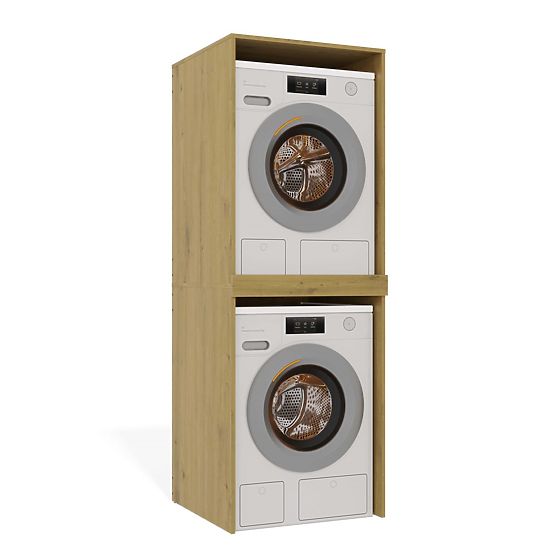 Kúpeľňová skrinka na práčku a sušičku POLA TWIN Regál Stĺp DUB ARTISAN