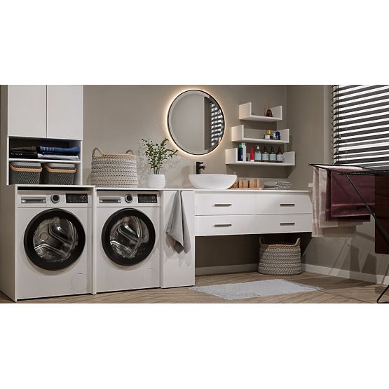 Kúpeľňová skrinka na práčku s dvierkami POLA NP 1D BIELA 2 Police