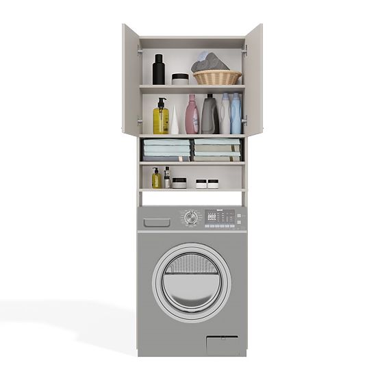 Kúpeľňová skrinka nad práčku POLA DK KAŠMÍR BÉŽOVÁ Regál Stĺp 180X64X30