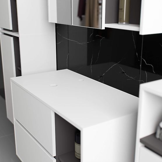 KÚPEĽŇOVÁ SKRINKA POD UMÝVADLO S OTVORMI VAMI W90 UM 2SZ 2P BIELA / GRAFITOVÁ SIVÁ