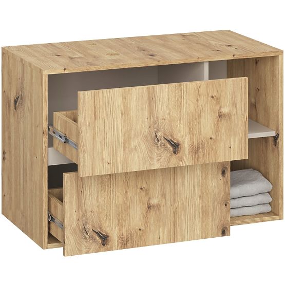 KÚPEĽŇOVÁ SKRINKA POD UMÝVADLO S OTVORMI VAMI W90 UM 2SZ 2P DUB ARTISAN / KAŠMÍR