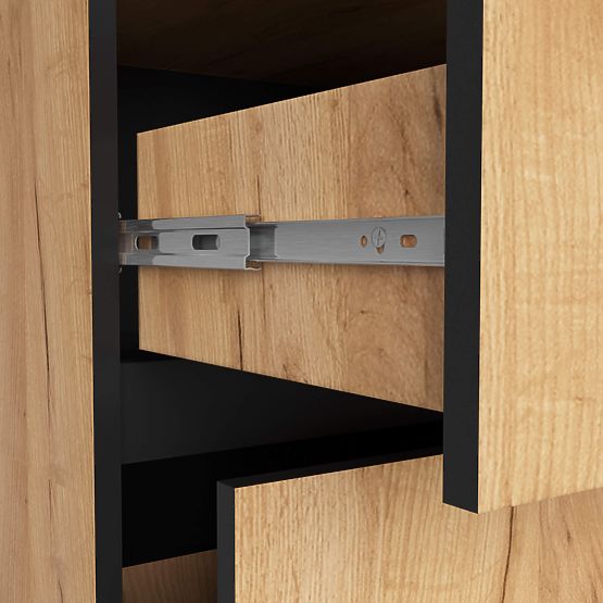 KÚPEĽŇOVÁ SKRINKA POD UMÝVADLO S OTVORMI VAMI W90 UM 2SZ 2P DUB CRAFT / ČIERNA