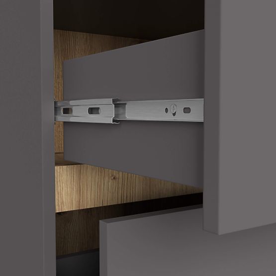 KÚPEĽŇOVÁ SKRINKA POD UMÝVADLO VAMI W 90 cm 2 ZÁSUVKY GRAFITOVÁ SIVÁ / DUB ARTISAN