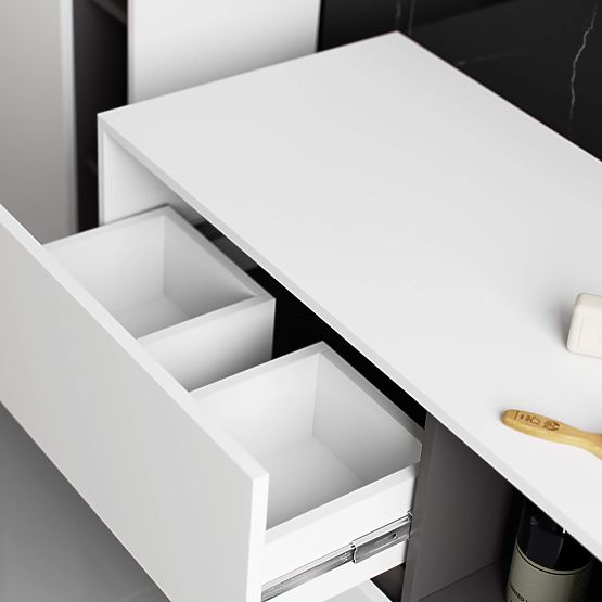 KÚPEĽŇOVÁ SKRINKA POD UMÝVADLO VAMI W90 2SZ 2P PK BIELA / GRAFITOVÁ ŠEDÁ