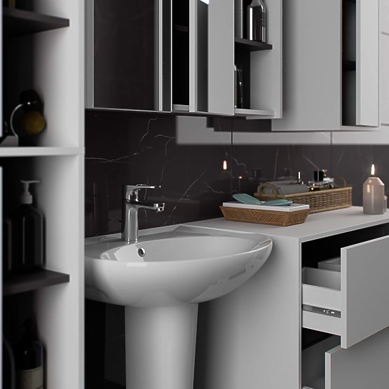 KÚPEĽŇOVÁ SKRINKA POD UMÝVADLO VAMI W90 2SZ 2P PK BIELA / GRAFITOVÁ ŠEDÁ