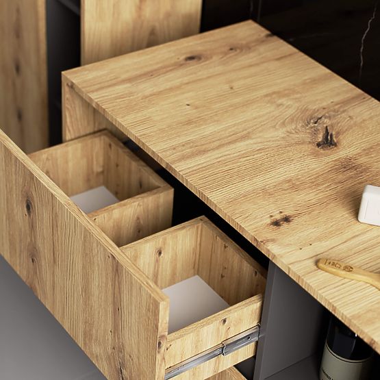 KÚPEĽŇOVÁ SKRINKA POD UMÝVADLO VAMI W90 2SZ 2P PK DUB ARTISAN / GRAFITOVÁ ŠEDÁ