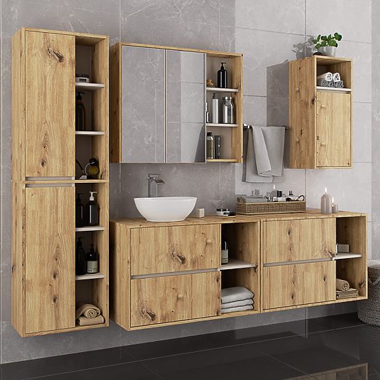 KÚPEĽŇOVÁ SKRINKA POD UMÝVADLO VAMI W90 2SZ 2P DUB ARTISAN / KAŠMÍR