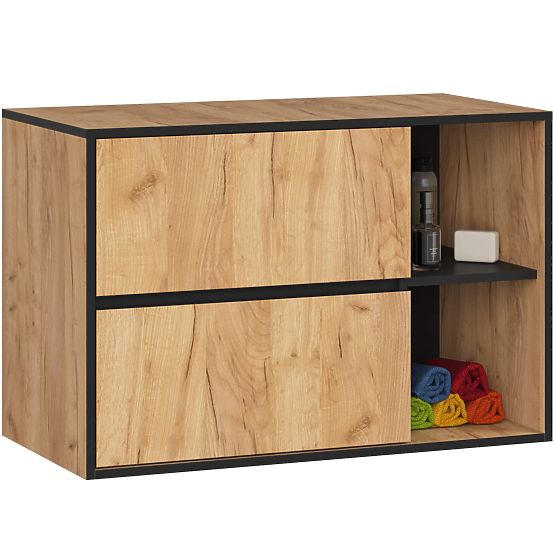KÚPEĽŇOVÁ SKRINKA POD UMÝVADLO VAMI W90 2SZ 2P DUB CRAFT / ČIERNA