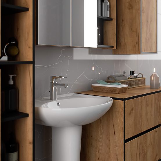 KÚPEĽŇOVÁ SKRINKA POD UMÝVADLO VAMI W90 2SZ 2P DUB CRAFT / ČIERNA