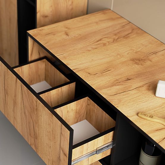 KÚPEĽŇOVÁ SKRINKA POD UMÝVADLO VAMI W90 2SZ 2P DUB CRAFT / ČIERNA