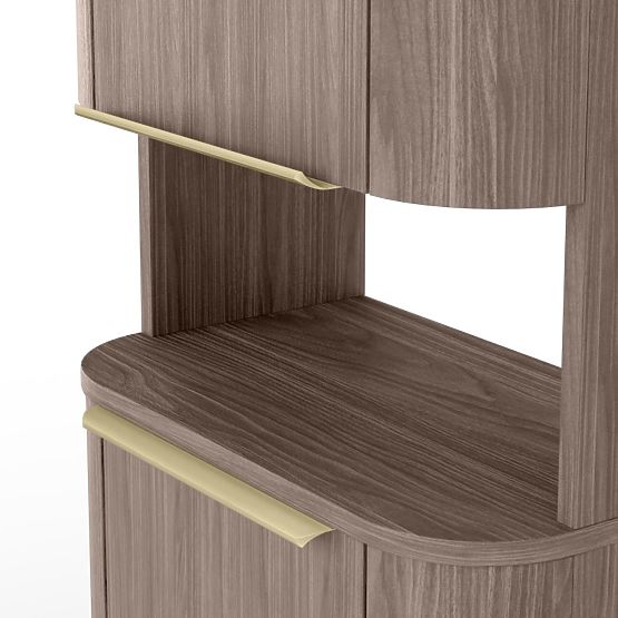 Kúpeľňová skrinka, stĺp Bassa orech lincoln, zlaté úchyty, zaoblený