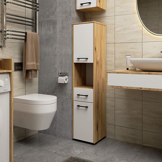 KÚPEĽŇOVÝ REGÁL FIN STĹP 30 2D 1SZ 1W 140cm PK ARTISAN / BIELA