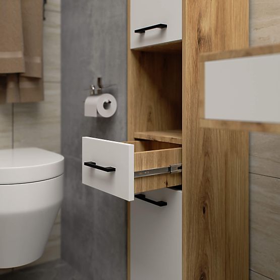 KÚPEĽŇOVÝ REGÁL FIN STĹP 30 2D 1SZ 1W 140cm PK ARTISAN / BIELA