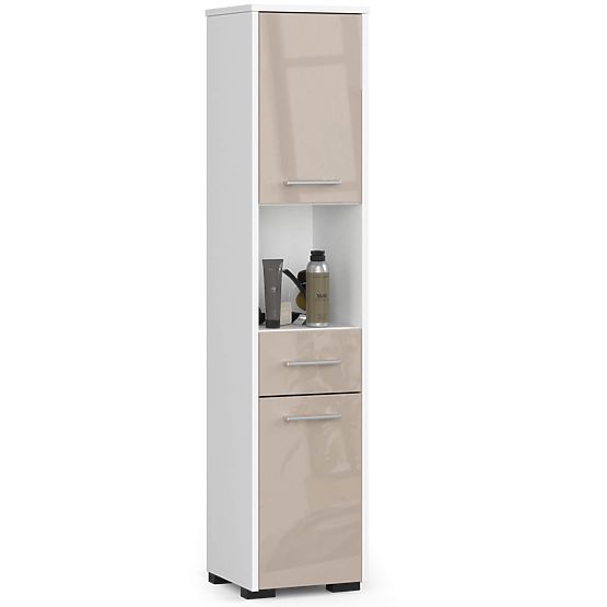 KÚPEĽŇOVÝ REGÁL FIN STĹP 30 2D 1SZ 1W 140cm PK CAPPUCCINO LESK