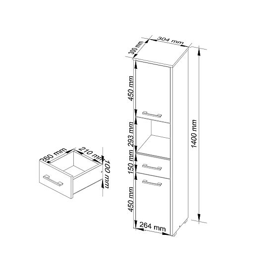 KÚPEĽŇOVÝ REGÁL FIN STĹP 30 2D 1SZ 1W 140cm PK CAPPUCCINO LESK