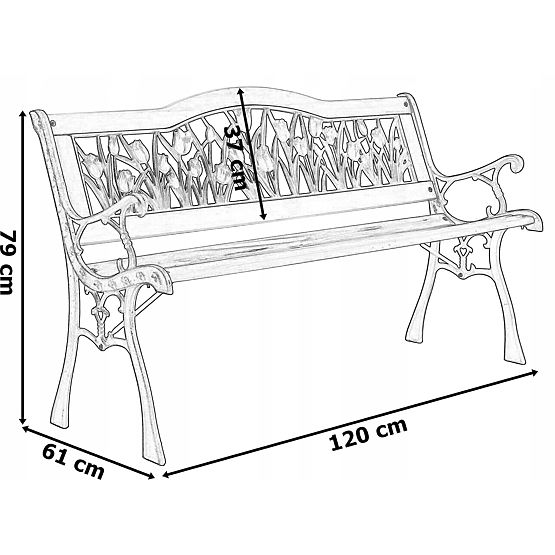 Liatinová záhradná lavička TULIPÁN