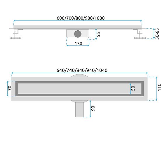 Lineárny odtok REA Neox pre kartáčovanú meď 90