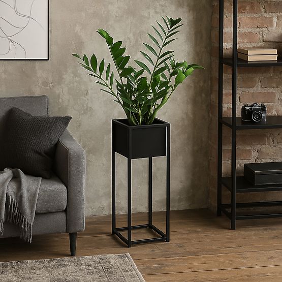 Loftový kvetináč Concove 60 cm čierny