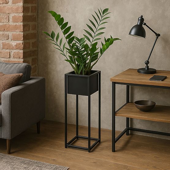 Loftový kvetináč Concove 60 cm čierny