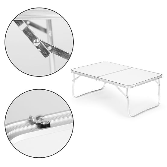 Malý turistický skladací piknikový stôl 60x40 cm biely MultiGarden