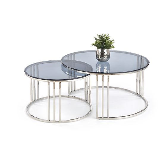 MERCURY sada 2 lavíc, rám - strieborný, sklo - dymové (1p=1ks)