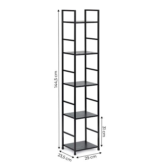 Moderná drevená polica s kovovým rámom LOFT 5 políc