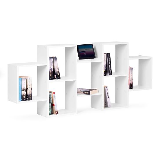 Moderná závesná polica s 8 policami biela