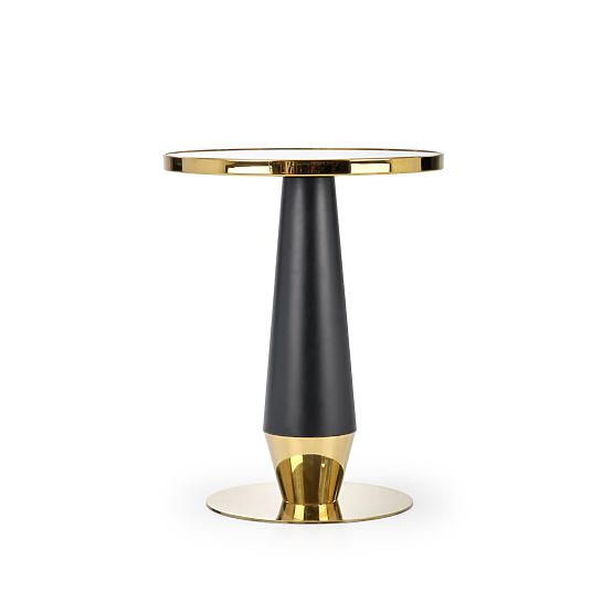 MOLINA okrúhly stôl, čierny mramor / čierna / zlatá (2p=1ks)