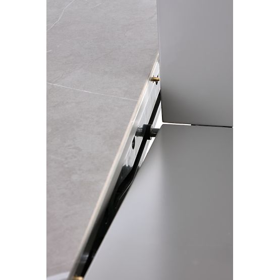 MUSCAT rozkladací stôl doska - sivý mramor, noha - svetlosivá / zlatá