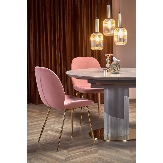 MUSCAT rozkladací stôl doska - sivý mramor, noha - svetlosivá / zlatá