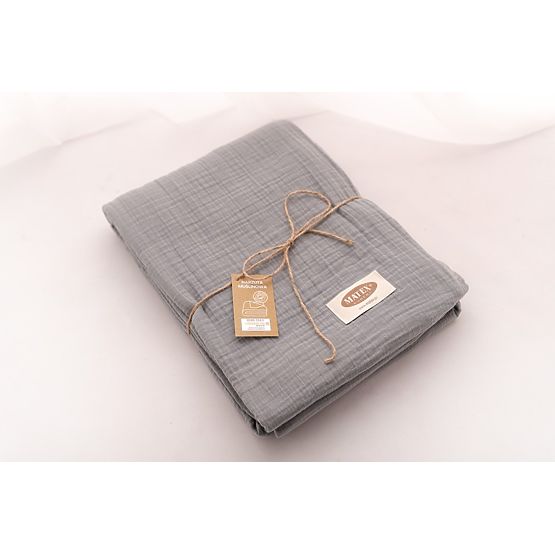 Mušelínový prehoz na posteľ 210x240 tmavo šedý