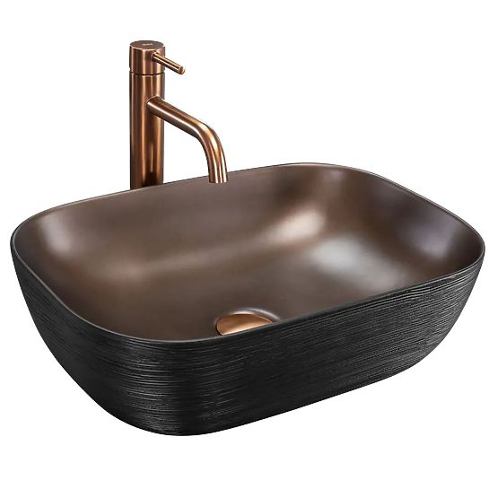 Nábytkové umývadlo Rea Belinda COPPER BRUSH / Čierna