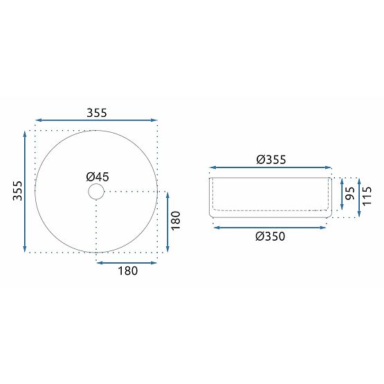 Nábytkové umývadlo Rea Cristal Transparent 35