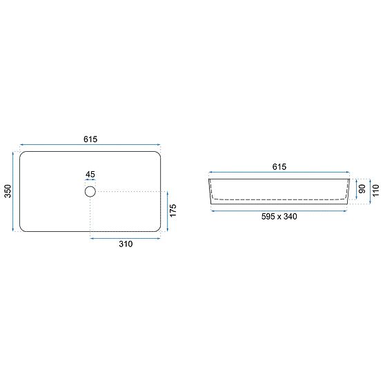 Nadčasové umývadlo Denis Black Edge