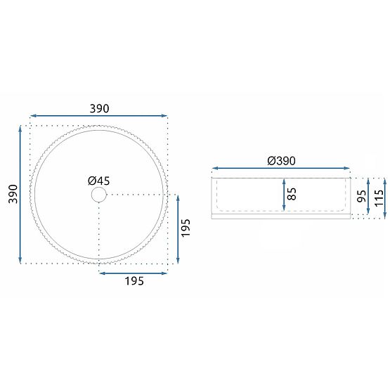 Nadčasové umývadlo Rea Cristal Grey 39