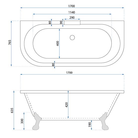 Nástenná vaňa Rea Korfu 170