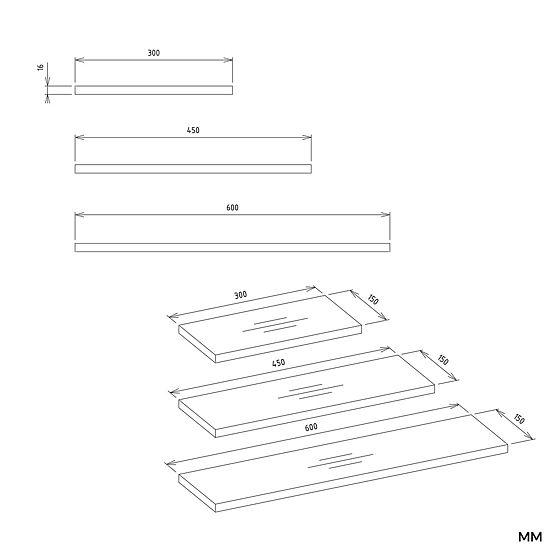 Nástenné police TOBI 3P BIELA