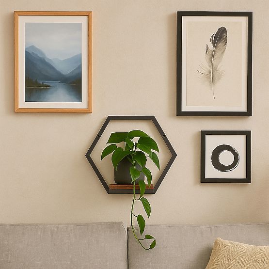 Nástenný kvetináč závesná polica na kvety dekorácia loft hexagón ModernHome