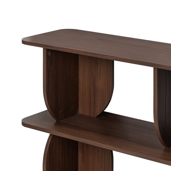 Nízka knižnica Loocky, zaoblená, Orech Warmia