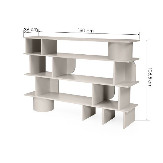 Nízky regál Rangali, kašmírový, zaoblený