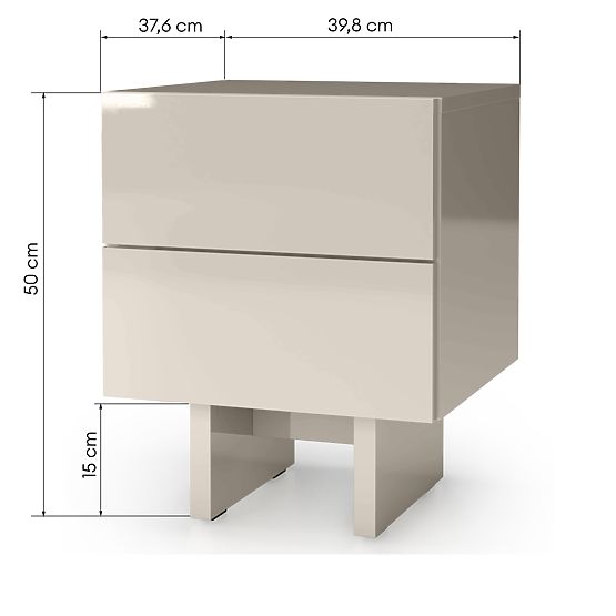 Nočný stolík Glim, kašmírový, lesklý