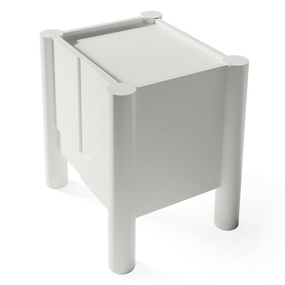 Nočný stolík Lunaria s frézovaným čelom, biely