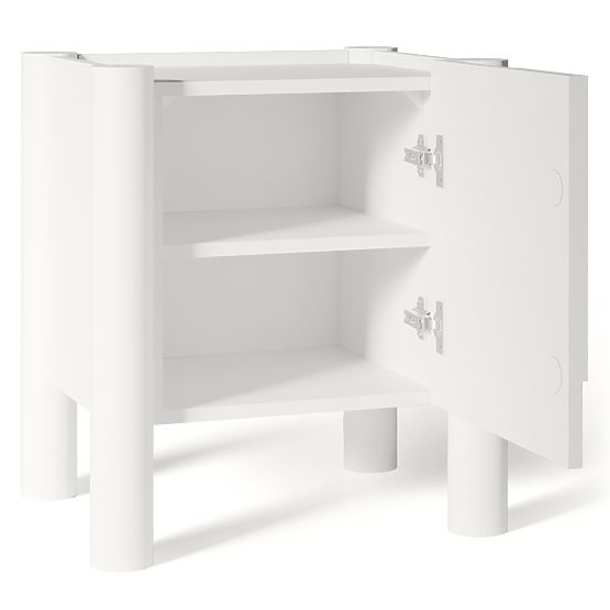 Nočný stolík Lunaria s frézovaným čelom, biely