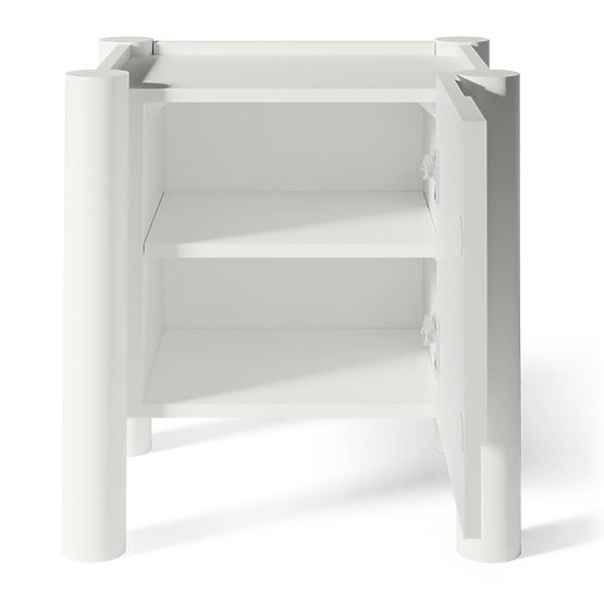 Nočný stolík Lunaria s frézovaným čelom, biely